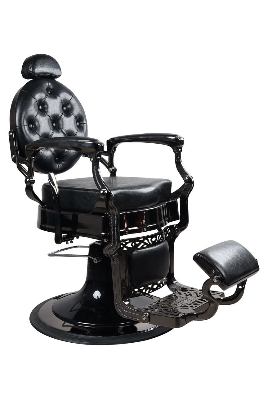 Luxur Barber Chair FR-58023-A3 - Black & Black Chrome