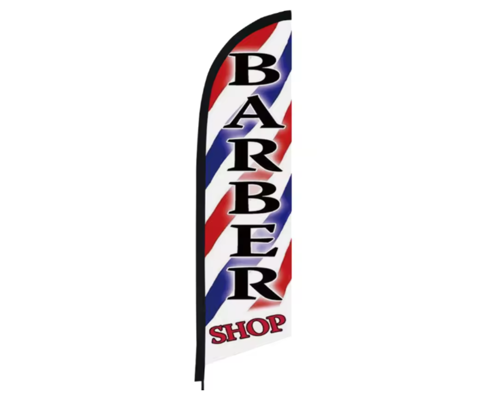 Barbershop Barber Flag Spike Base Pole Into Ground - Medium 2.6 M
