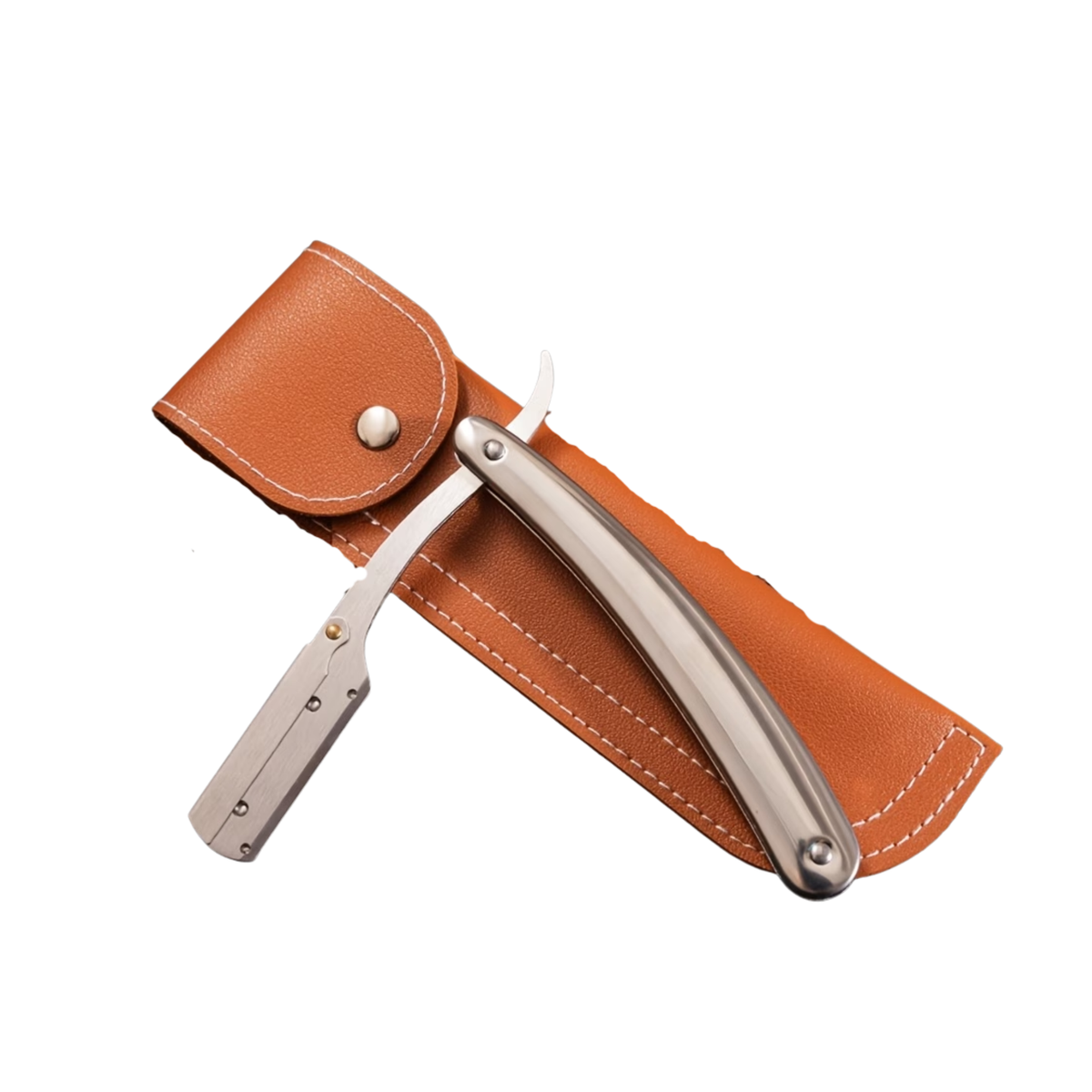 Cut Throat Folding Metal Razor w/Pouch - Silver