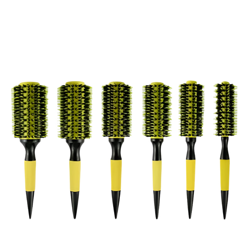 Round Hair Brush - Yellow & Black