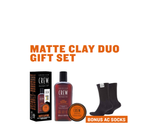 American Crew Daily Cleansing Shampoo & Matte Clay Duo Bonus Socks