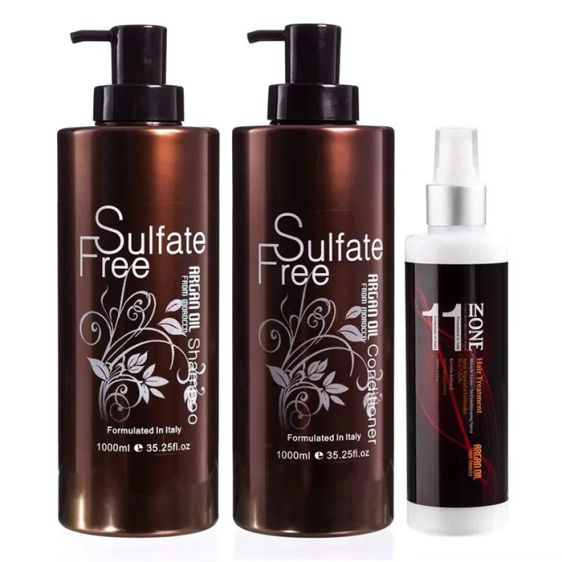 Argan Oil From Morocco Sulfate Free 1000ml Trio Pack With 11-In-One Hair Treatment