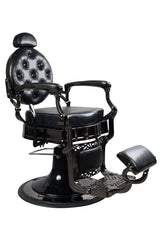 Luxur Barber Chair - Black & Black Chrome