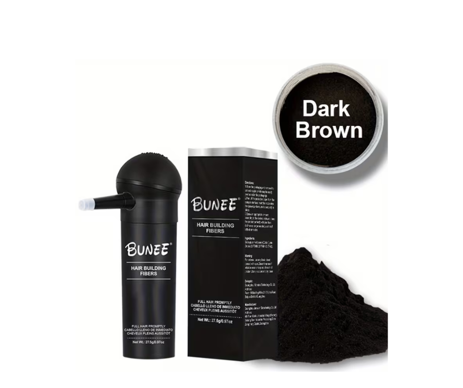 Bunee Hair Building Fibers Dark Brown 2 in 1 Kit - Inc Pump