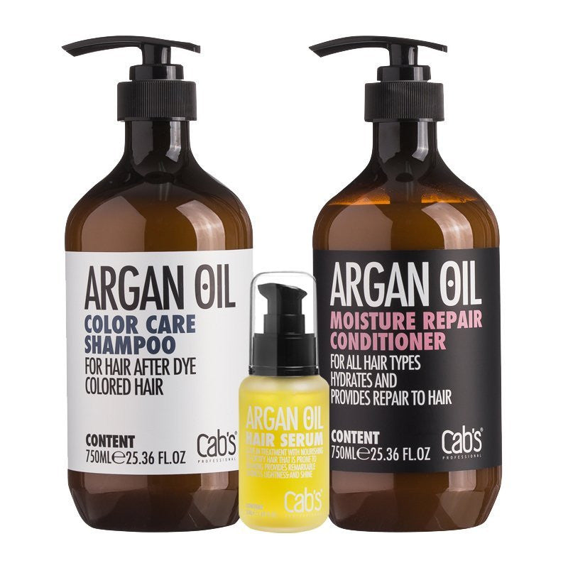 Cabs Argan Oil Colour Care & Moisture Repair 750ml Trio Pack