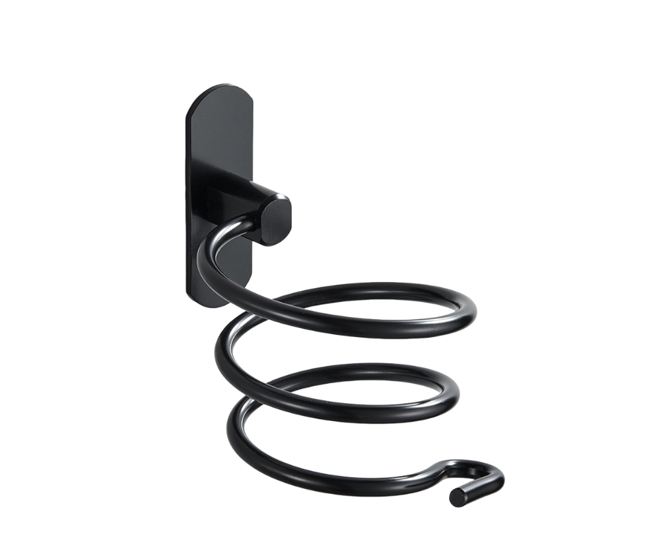 Hair Dryer Holder Spiral Black - Glue Wall Mounted