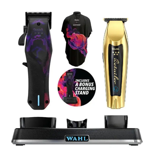 Wahl Professional 5 Star Vapor LE Cordless Clipper, Power Station & Gold Detailer Li Combo