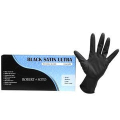 Robert De Soto Black Satin Ultra Reusable Gloves 10pk (Medium)