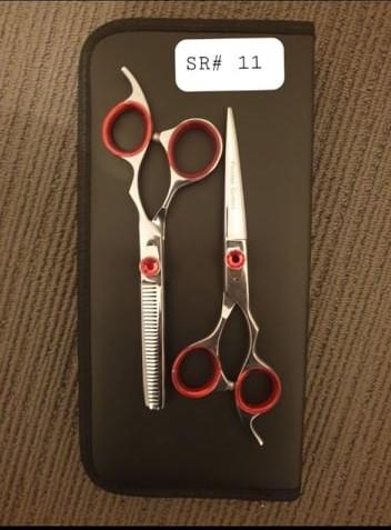 Item #11- 6.5 Barber Shears (Pair) Silver - Red Pearl