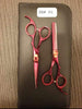 Item #01- 6.0 Hair Scissors (Pair) Red Finish Pearl Screw