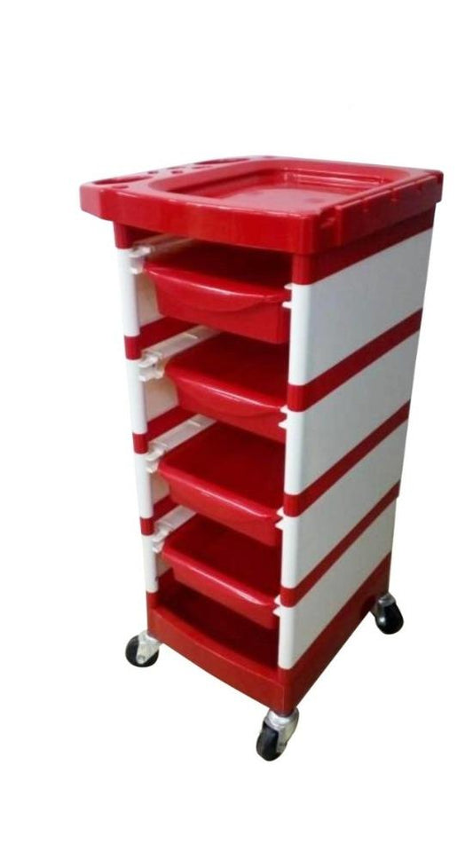 Hairdressing Trolley Model: TR-525 (Red and White) - WAHairSuppliers