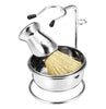 Shaving Brush, Holder and Bowl Set Silver - WAHairSuppliers